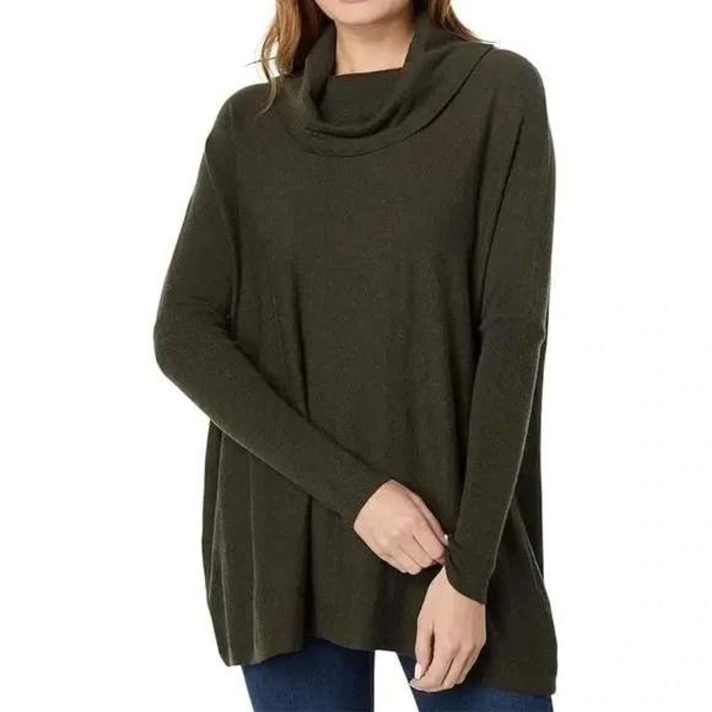 SMARTWOOL Edgewood Sweater Women's Small Green Wool Blend Cowl‎ Neck Oversized